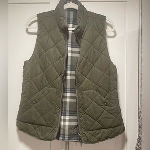 Green and plaid reversible vest